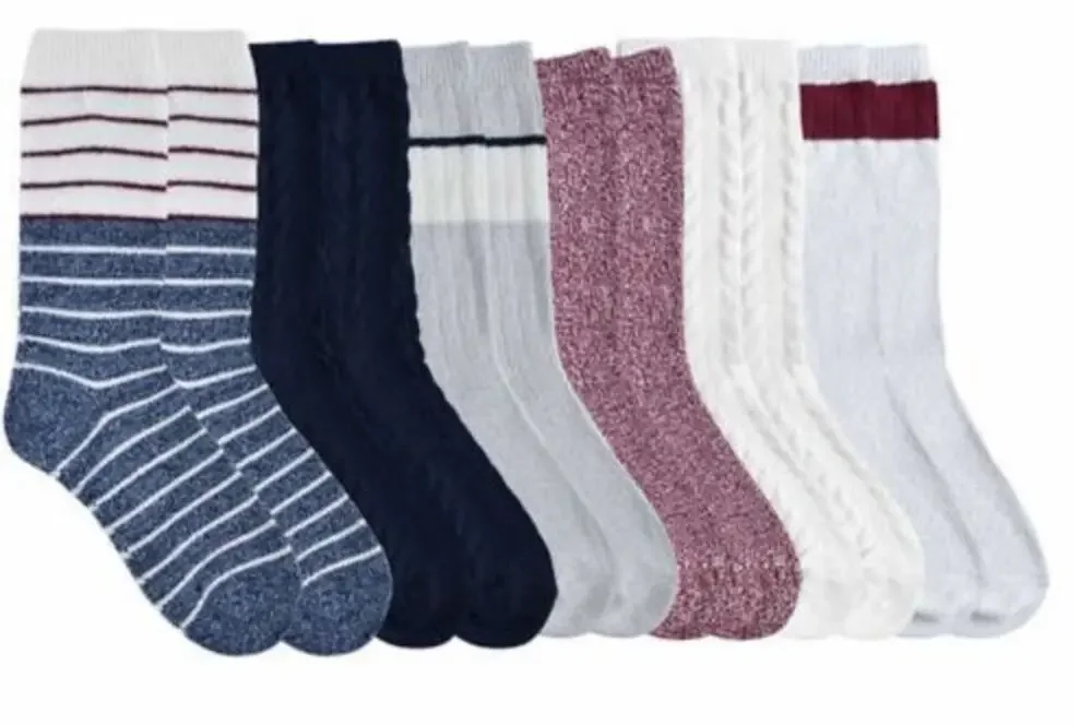 6 Pair Lucky Brand Super Soft Boot Sock for Women's Shoe Size 5-10 Blue Gray